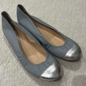 J.Crew cap toe ballet flat silver grey/light blue size 8.5